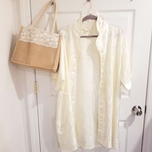 A'milano INTIMATES Silk-Like Pattern Robe/ Cardigan